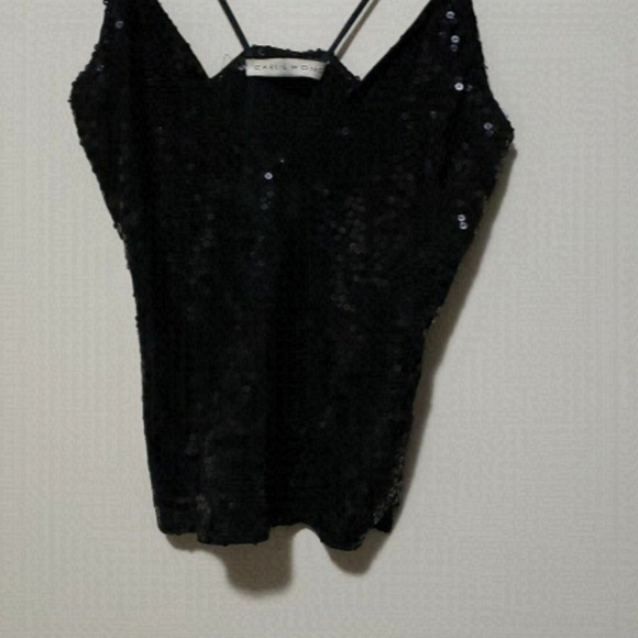 Slow FASHION made in vancouver Carlie Wong Sequin Bustier Top Size small black - Picture 1 of 4